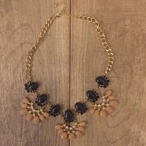 Blue and peach gold statement necklace